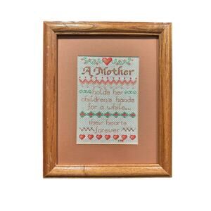 Vintage 1998 Handmade Framed Cross Stitch Mothers Day Inspirational